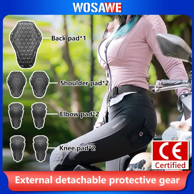 WOSAWE Women Motorcycle Jacket CE Approved Motorcycle Body Armor Summer Downhill Motorbike Protection Moto Racing Clothing