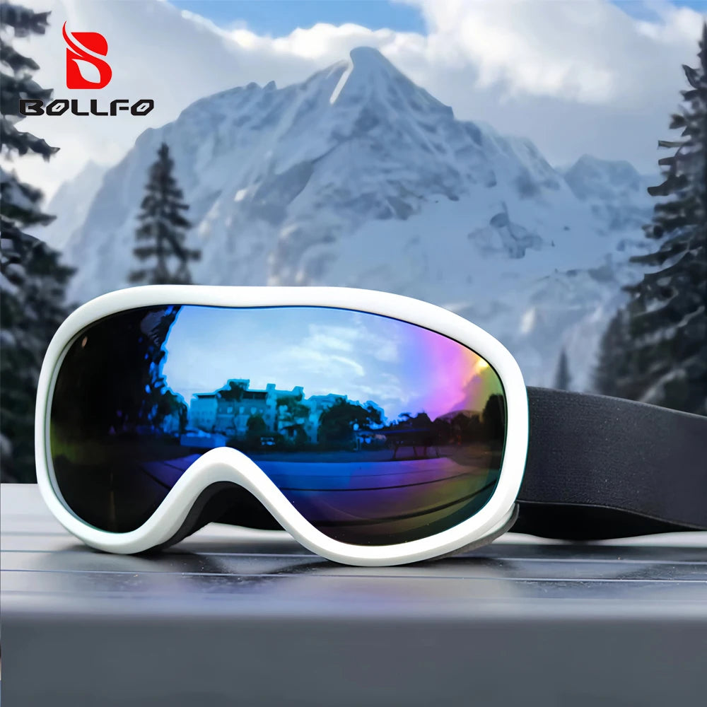 BOLLFO Snowboard Goggles Dual Lens Anti-Fog UV400 Ski Goggles for Men Women TPU OTG Skiing Snowmobile Glasses for Adult Youth