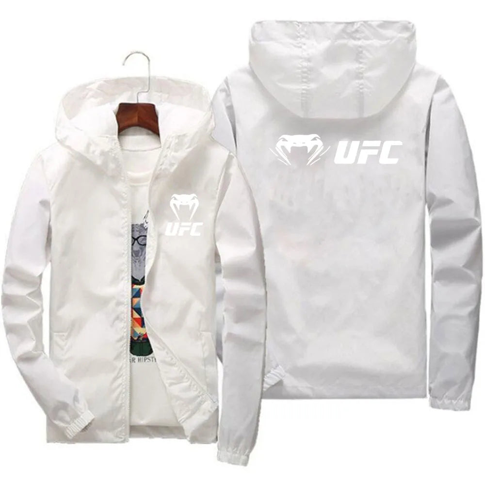 2025 UFC Fighting Logo Breathable Fashion Fitness Zipper Jacket Casual High Quality Hooded Baseball Jacket Outdoor Sports Jacket