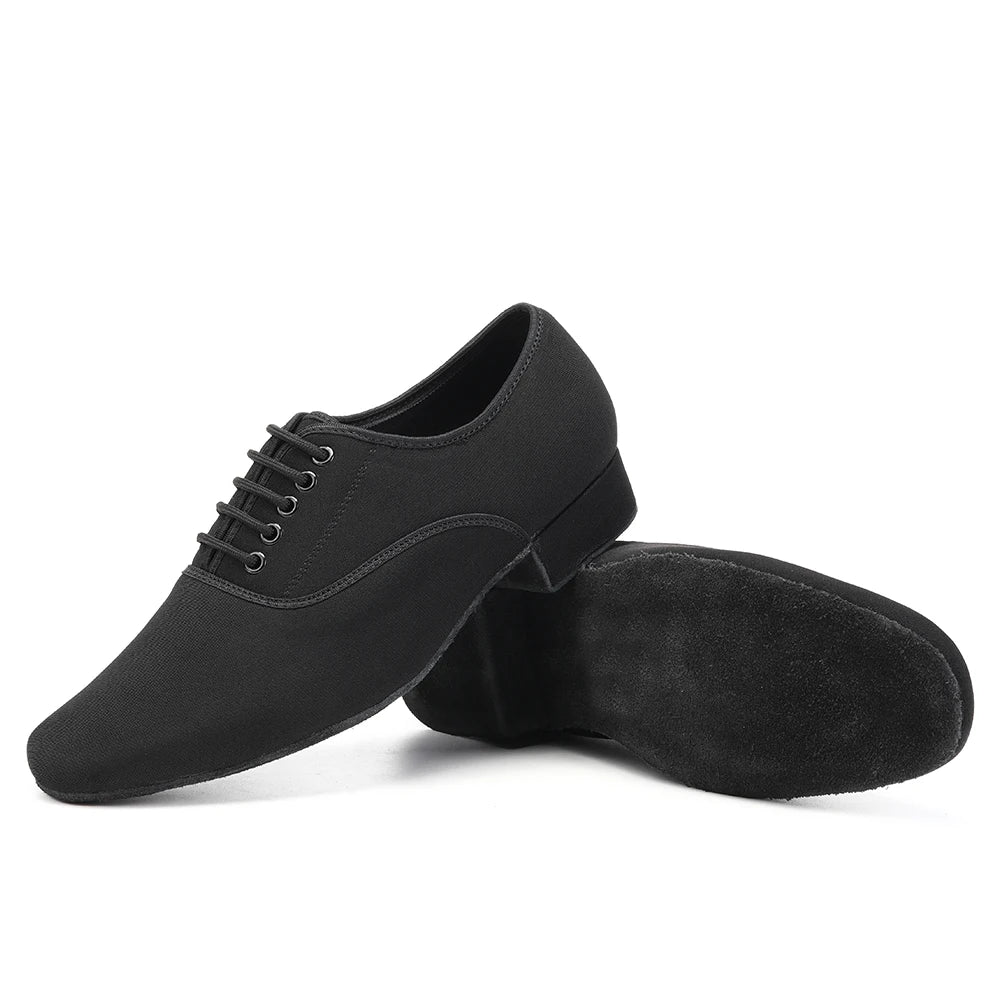 HROYL Ballroom Dance Shoes For Men Bigger Size Tango Latin Dancing Shoes PU/Genuine Leather Dance Shoes Low Heel Latin Shoes