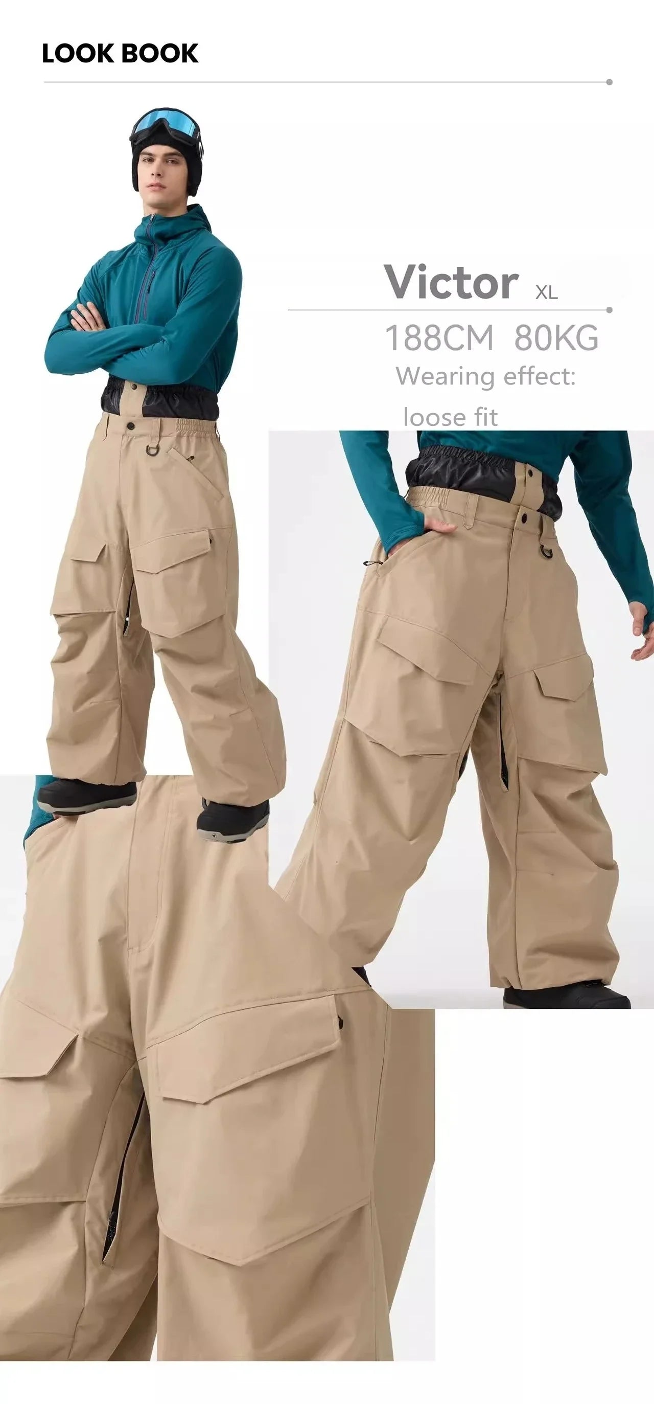 Men Baggy Wear-resistant Skiing Pants Women Insulated Loose Pockets Winter Trousers Outdoor Sports Waterproof Clothes 2025 Warm