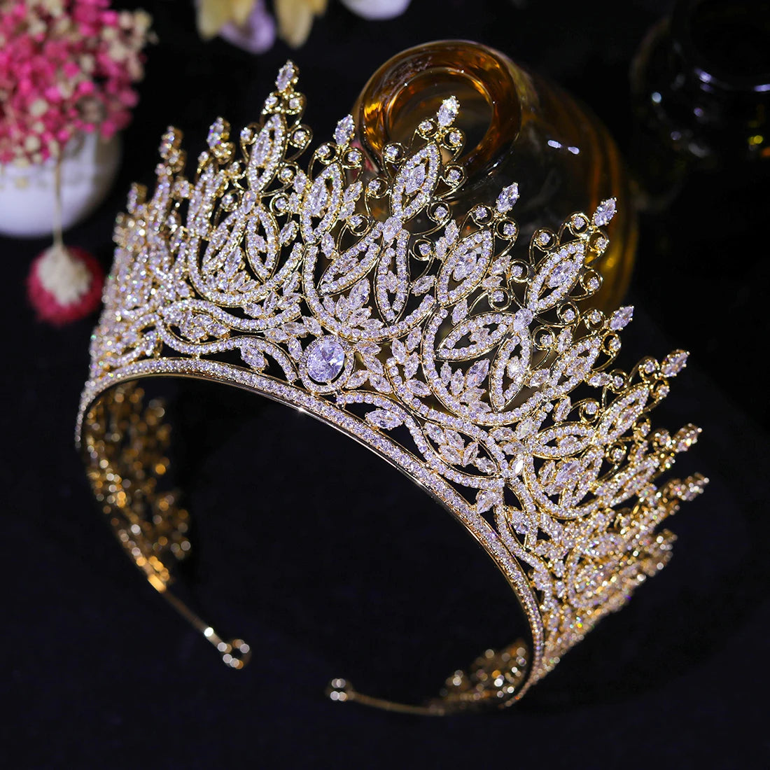 Luxury Miss Universe Queen Crown Crystal Big CZ Jewelry Tiara for Women Bride Hair Accessories Wedding Headdress Zircon Diadema