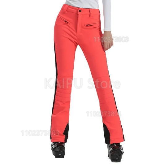 Winter ski pants women double board winter outdoor warm windproof waterproof elastic snow pants women