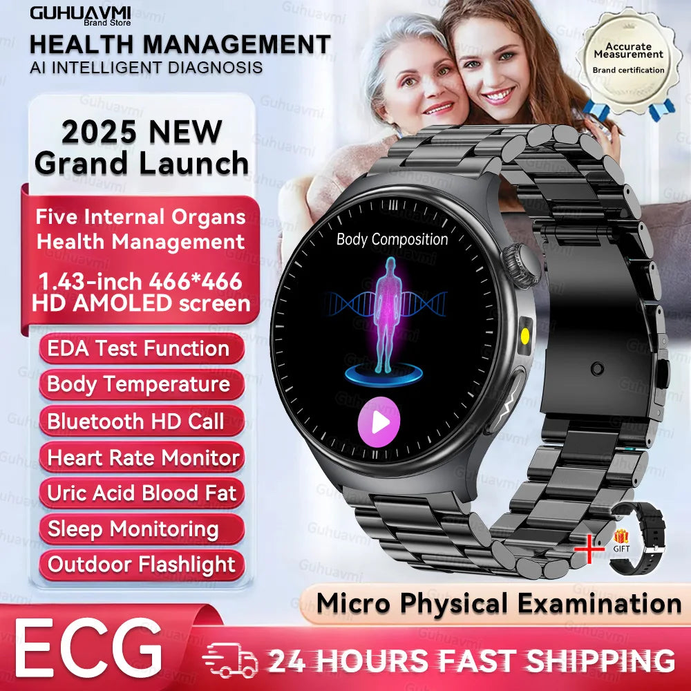 Nursing Grade Health Smartwatches For Men Women Precision Detection Heart Rate Blood Fats Uric Acid Blood Pressure ECG Smart Wat