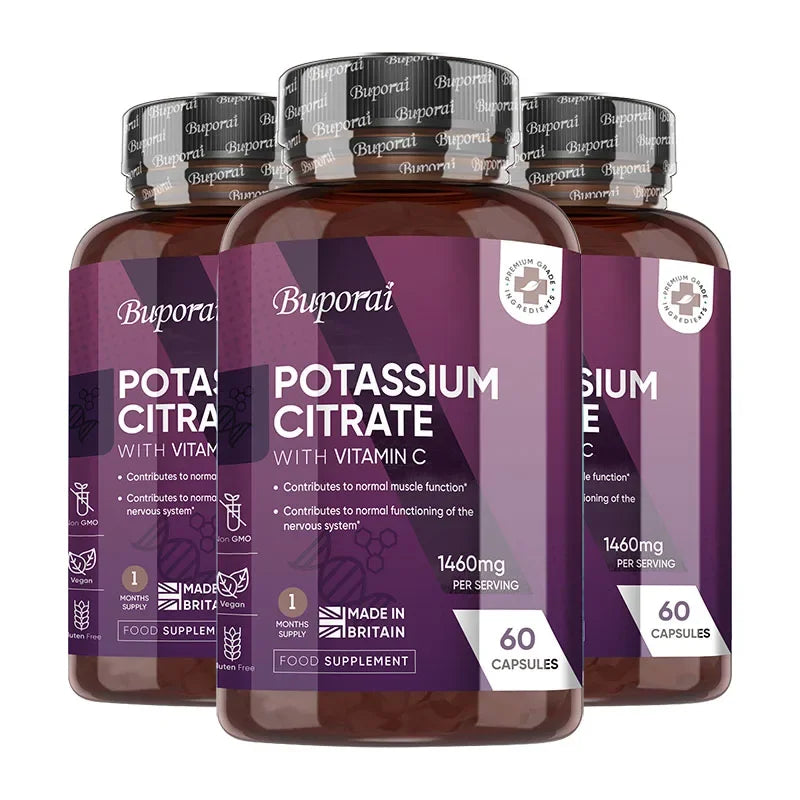 Potassium Citrate Supplements 1460mg - Contains Vitamin C To Help Maintain Normal Bone, Nerve and Immune System Function