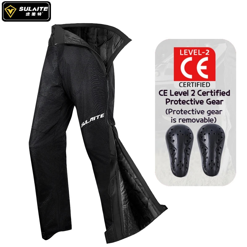 Motorcycle Riding Pants Quick Release CE2 Certified Protective Gear Winter Warm Water-Resistant No-Shoe Removal Reflective