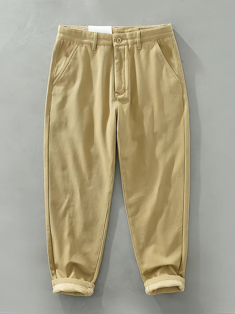 100% Cotton Casual Chino Pants Men Loose Jogger Pants Sport Sweatpants Straight Khaki Trousers