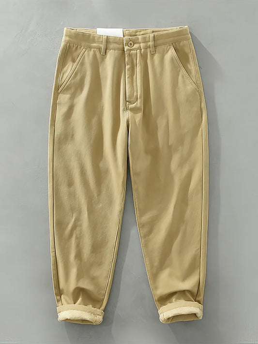 100% Cotton Casual Chino Pants Men Loose Jogger Pants Sport Sweatpants Straight Khaki Trousers