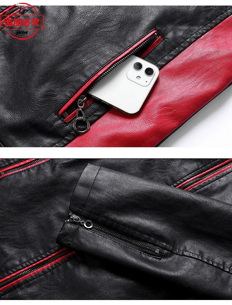 European Size Yamaha Motorcycle Logo Printed Riding Suit PU Leather Jacket Autumn/winter Men's Jacket Racing Suit Workwear