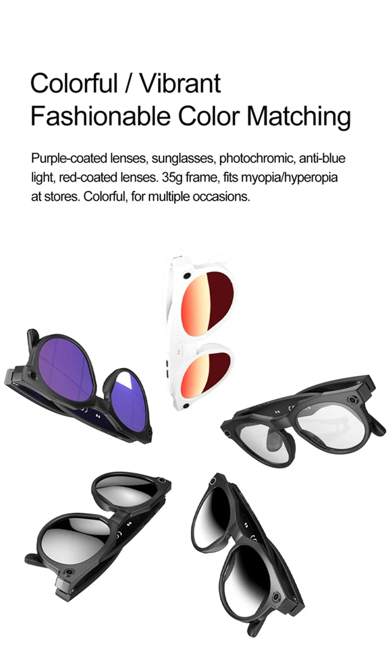 Lenovo 8K HD Smart Glasses Bluetooth music listening Voice Assistant Control 800MP Camera Bluetooth Call Translation Sunglasses