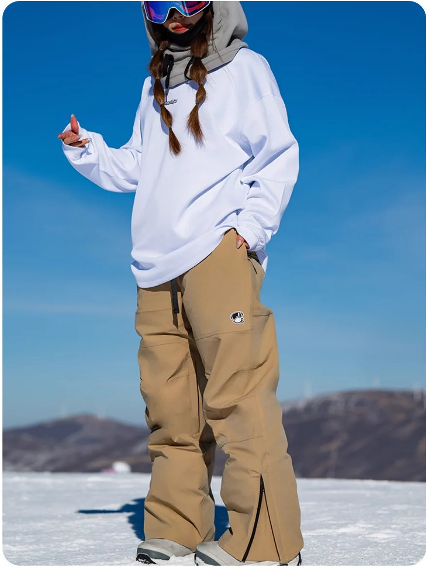 John Snow 2025 Unisex 3L Snow Pants Waterproof Windproof Insulated Cargo Wide-Leg Ski Pants for Men & Women Outdoor Snow Sports