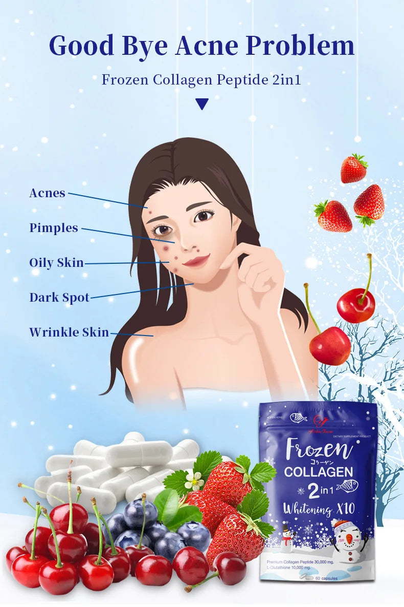 2 bags of 2-in-1 frozen collagen pills, peptide whitening and detoxification capsules, body care, slim figure and smooth skin.