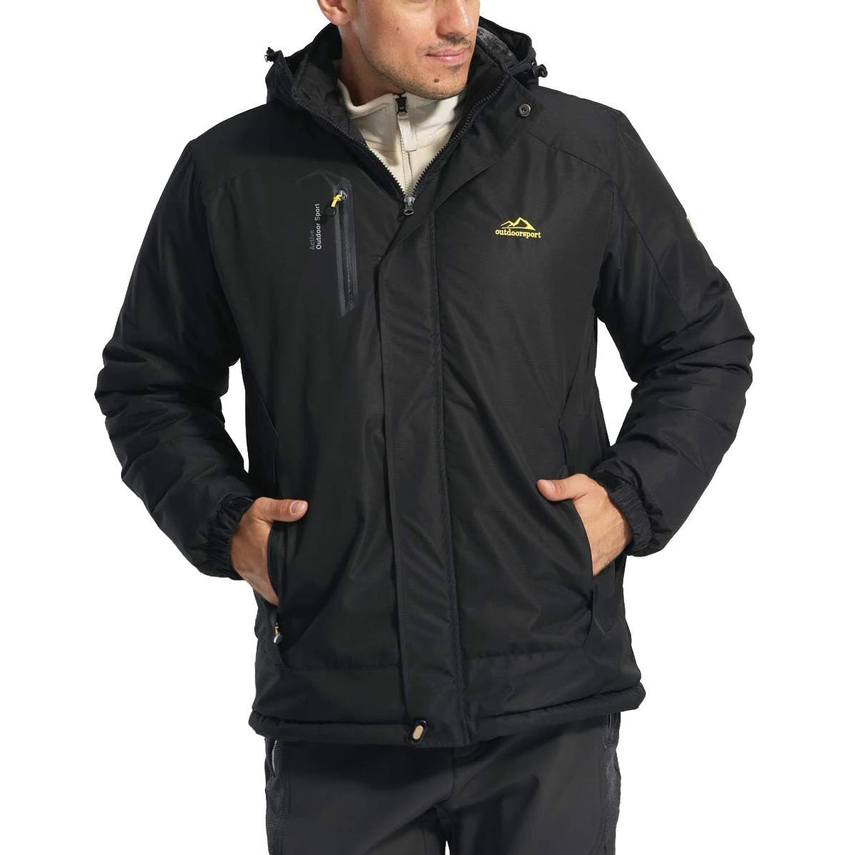TACVASEN Men's Fleece Lined Skiing Jacket Windproof Detachable Hood Winter Thicken Warm Parkas Waterproof Outdoors Working Coat