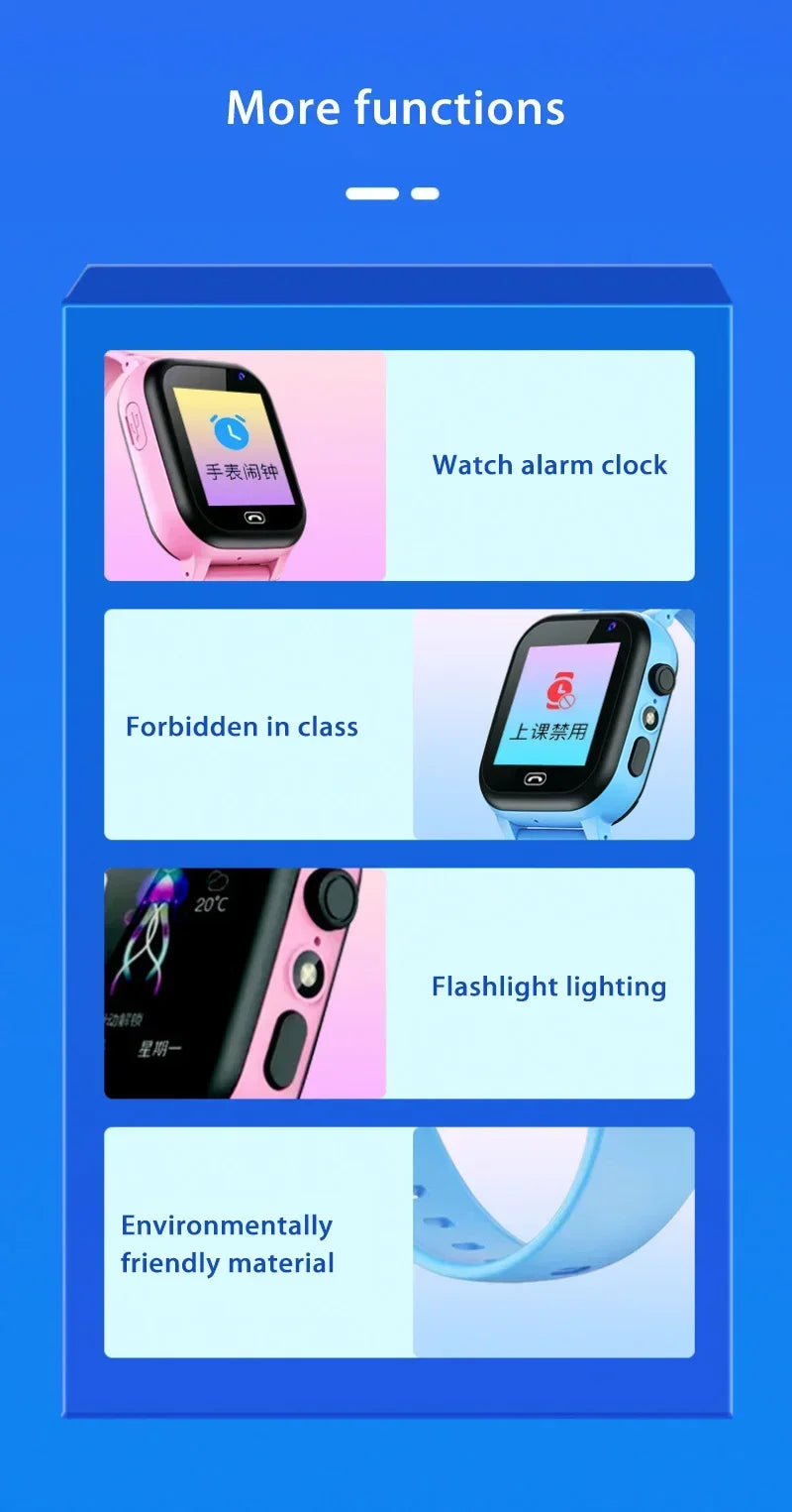 Lenovo Kids Smartwatch 4G Wifi GPS SOS Location Video Call Analogue Card Waterproof Watch Camera Boys Girls Upgrade New Watch