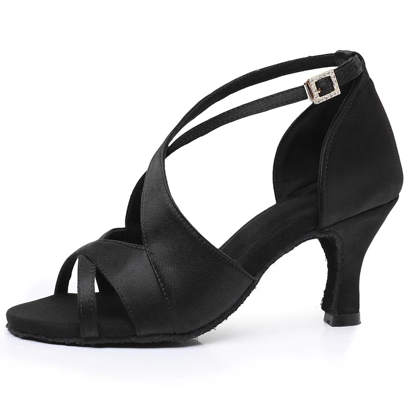 Latin Dance Shoes For Women Adults Soft Satin Breathable Sneakers Performance Shoes Cha Cha Fashion Social Dance Shoes Satin