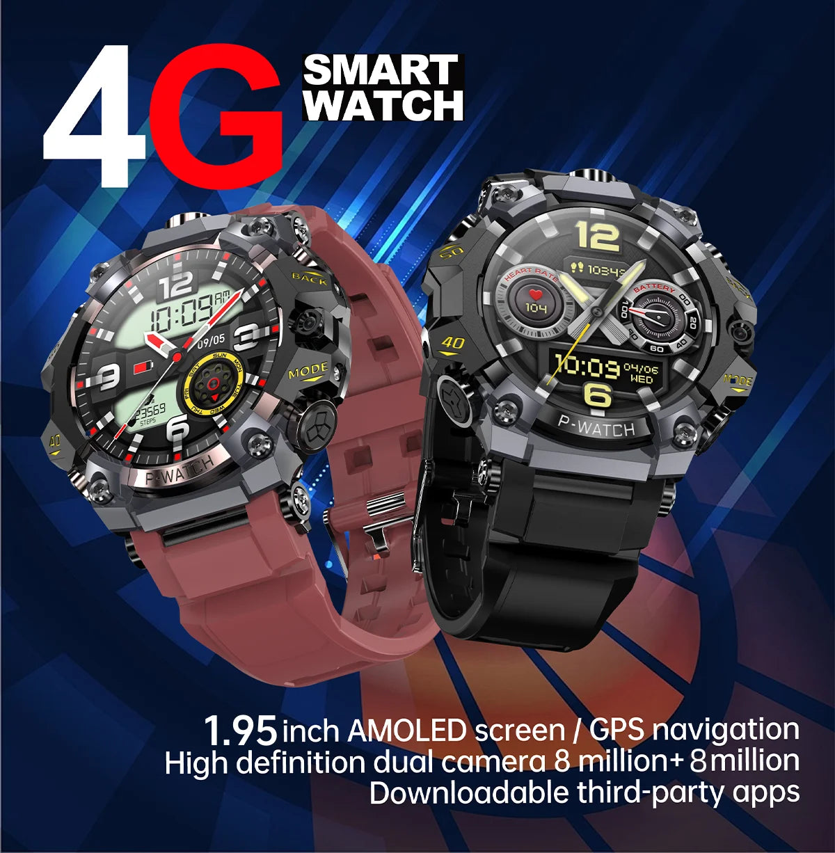 Q668 Smartwatch Android 10.0 Smart Watches With 1.95 inch Amoled Larger Screen insert 4g/5g Sim Card GPS WIFI IP68 Waterproof