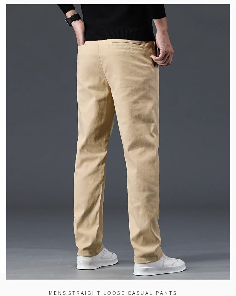 98% Cotton Men's Chinos & Casual Pants, Khaki Pants, Loose Straight , Streetwear Men ,Twill Pants,  Tall Men STRAIGHT Trousers