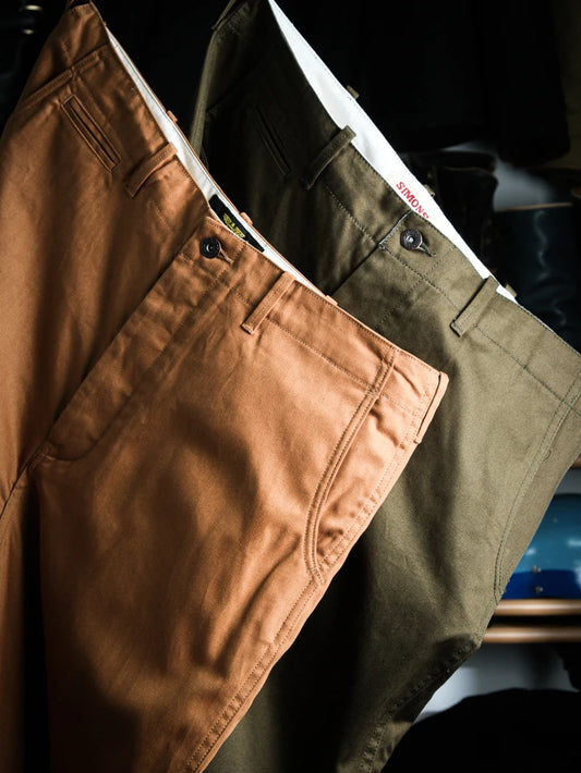High Waist Wide Leg Khaki Pants American Retro Military Sle Chino Cuffed Double Silk Luster Straight Leg Workwear Trousers