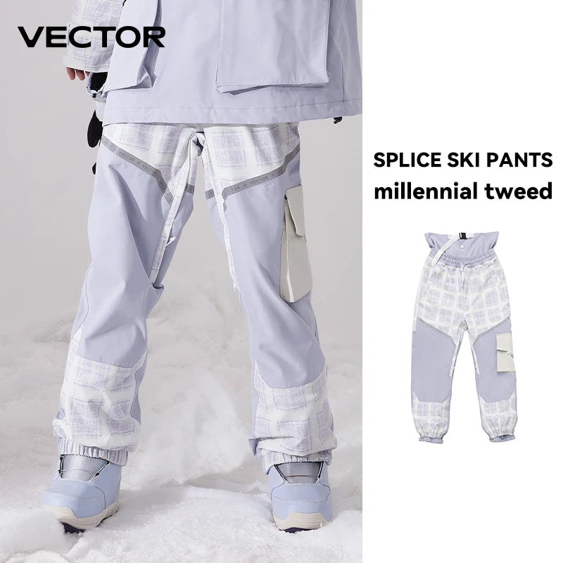 Winter Ski Pants Women Outdoor High Quality Windproof Waterproof Warm Snow Trousers Winter Ski Snowboarding Pants Splicing beam