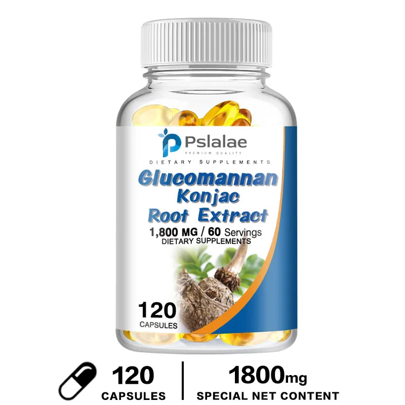 Glucomannan Capsules - Natural Source of Fiber - Gastrointestinal Health, Appetite Suppression, Weight Management