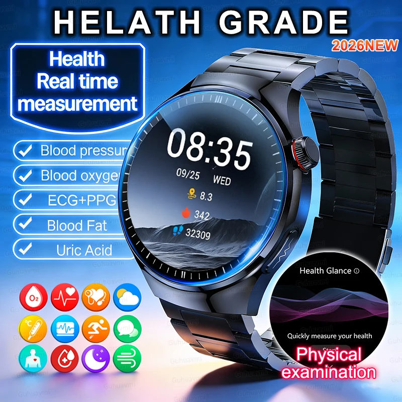 2026New high-end Smart Watch Men Women Health Measurement Blood Oxygen Bp physical examination call exercise ECG Smartwatch Man