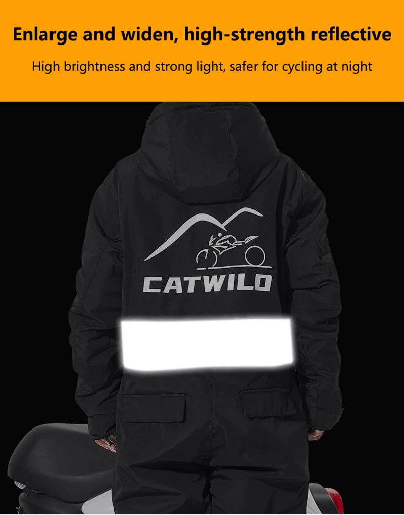 Motorcycle Riding Suit Windproof Plus Velvet Thickened Double-sided Waterproof Snowmobile Jacket Winter Warm Suit for Men Women