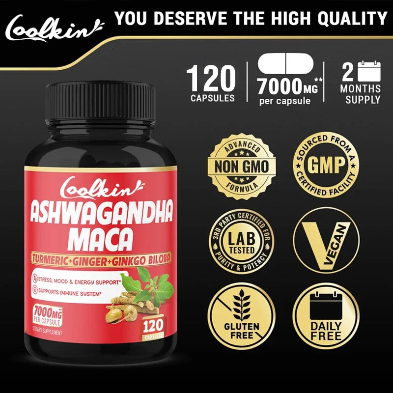 Ashwagandha and Maca Supplements - Male Supplements, Stamina & endurance, Supports Reproductive Health