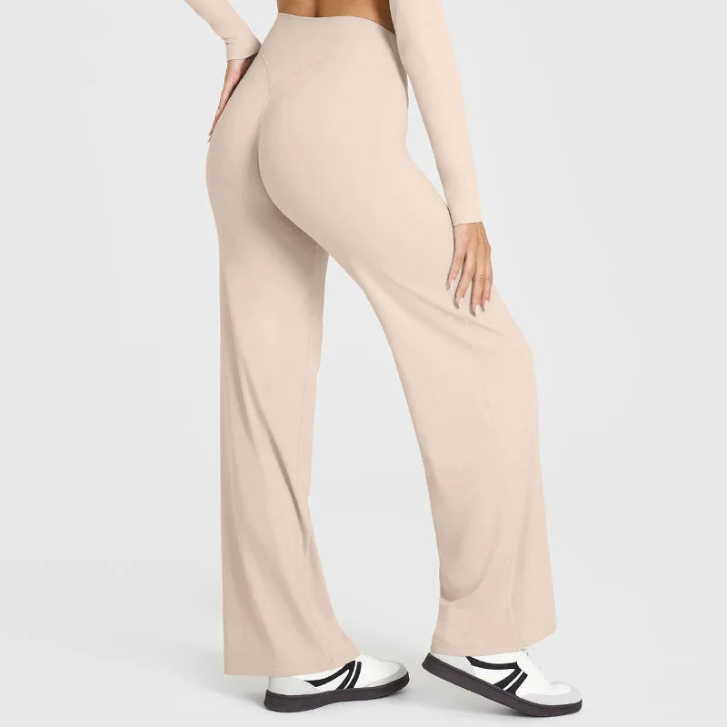 STOUREG Sport Trousers Straight-Leg Pants Ultra Soft Butter Fabric Women's Mid-Waist Yoga Pants GYM Naked Feel Pilates Running