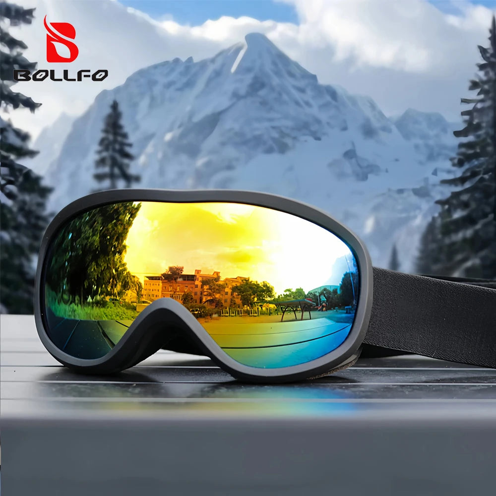 BOLLFO Snowboard Goggles Dual Lens Anti-Fog UV400 Ski Goggles for Men Women TPU OTG Skiing Snowmobile Glasses for Adult Youth