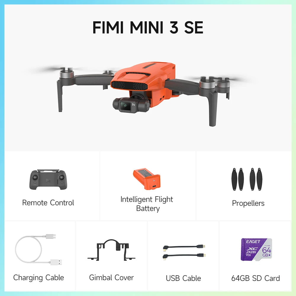 FIMI MINI 3 SE new drone 4K 30fps 9km range Hybrid 3-axis Gimbal 249g Ultralight design 12MP smart tracking mini pro gps drone