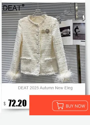 DEAT 2025 Autumn New Fashion Metal Buckle Design Shoulder Strap Denim Short Jacket For Women High Street Coat Female 11A06995