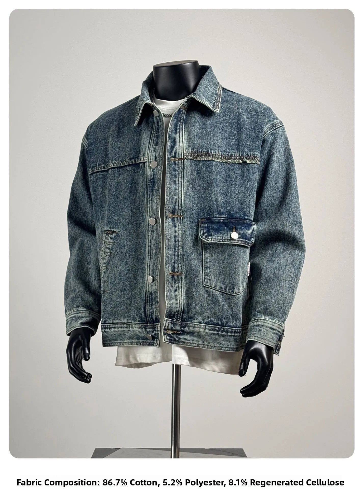 Loose Casual Men's Denim Jaet Spring Autumn New Sle Trendy Outerwear Workwear Classic Waed Cotton Polyester Blend