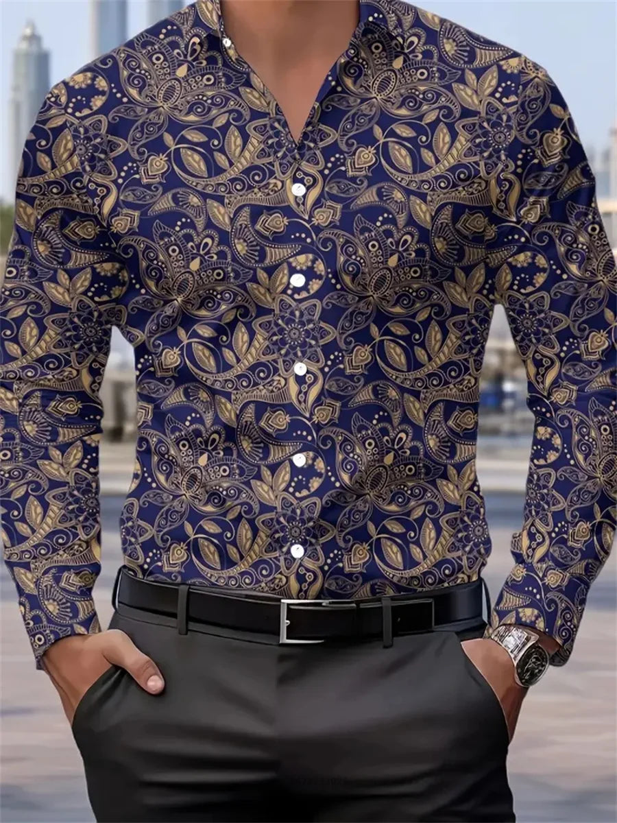Men's shirt 3D high-definition tropical print long-sleeved shirt, Hawaiian shirt, spring and autumn casual party top XS-6XL size