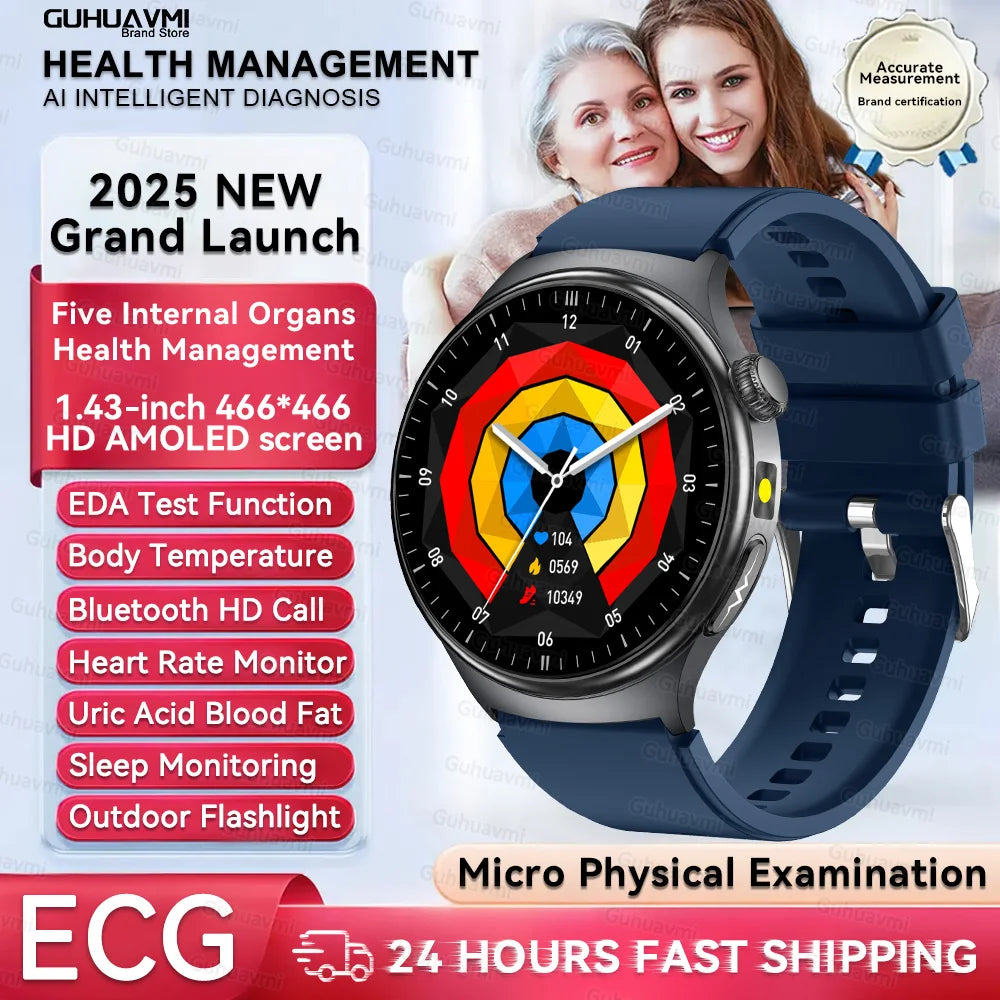 Nursing Grade Health Smartwatches For Men Women Precision Detection Heart Rate Blood Fats Uric Acid Blood Pressure ECG Smart Wat