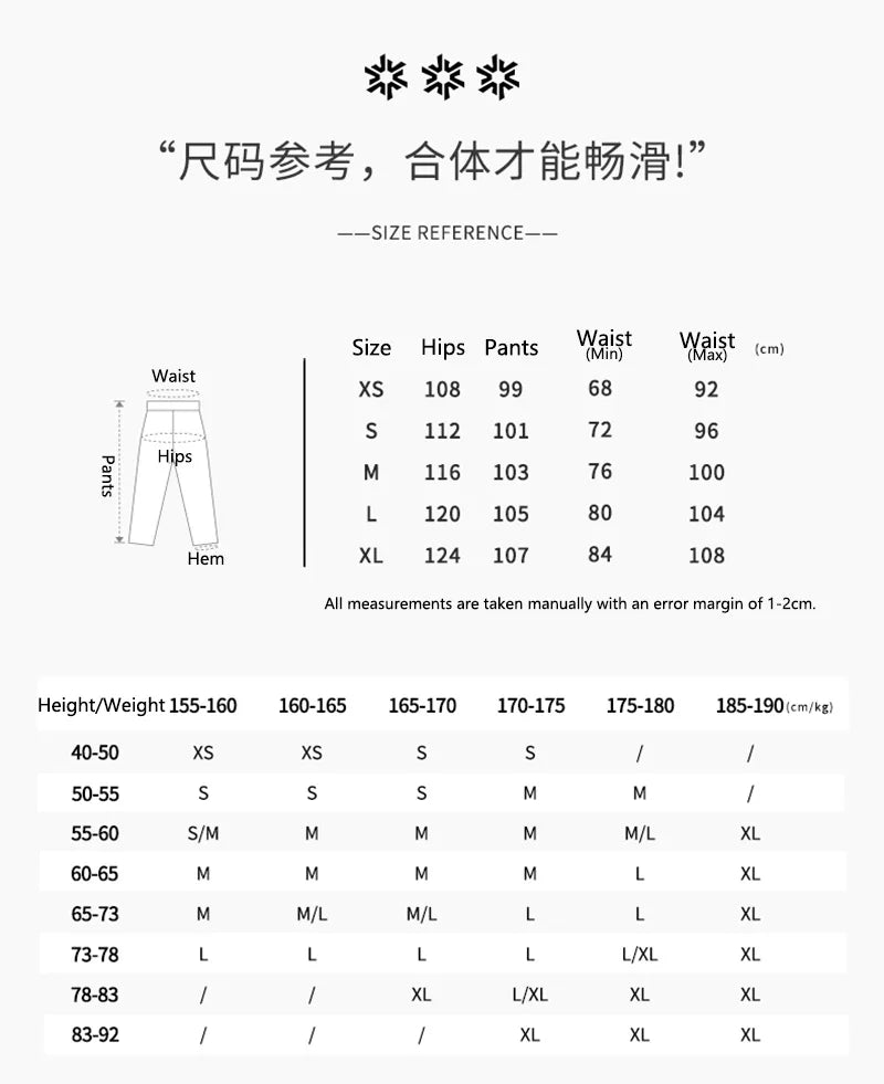 John Snow 2025 Unisex 3L Snow Pants Waterproof Windproof Insulated Cargo Wide-Leg Ski Pants for Men & Women Outdoor Snow Sports