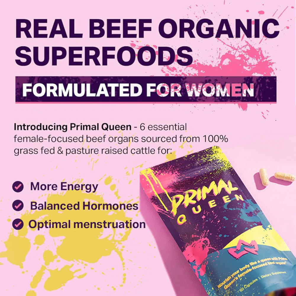 Female-Focused Beef Organ Supplement for Women - 6 Grass Fed Organs - Balance Hormones, Boost Energy & Wellness - 60 Capsules