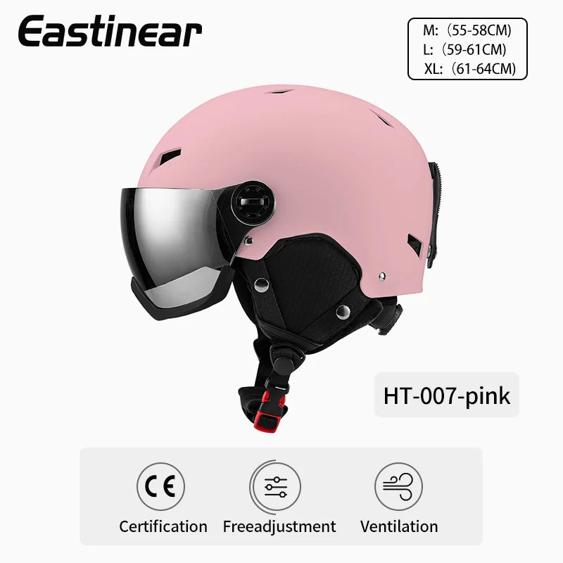 Eastinear Ski Helmet Ski Goggles Helmet Integrated Warm and Anti-collision Outdoor Ski Safety Equipment for Adults and Children
