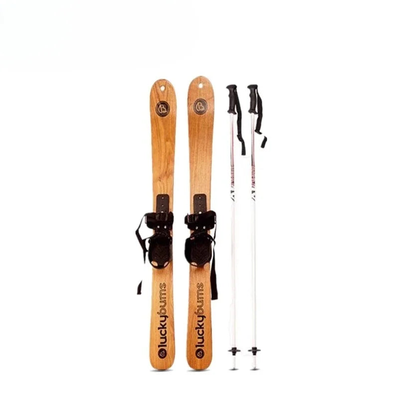 Natural Ash Wood Twin Tip Alpine Skis Adults Kids Vintage Wooden Skis Stylish High Quality Display Ready Snow Snowboard