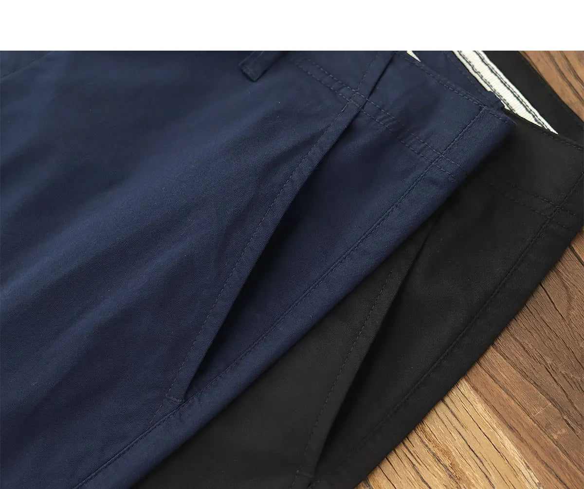 Summer thin straight leg pants American retro Chino simple beige white elastic black casual pants men