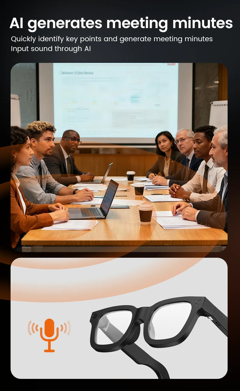 AI Smart Glasses 800W HD Camera 32 Million Interpolation Real-Time Translation AI Voice Assistant LED Flashlight  Music