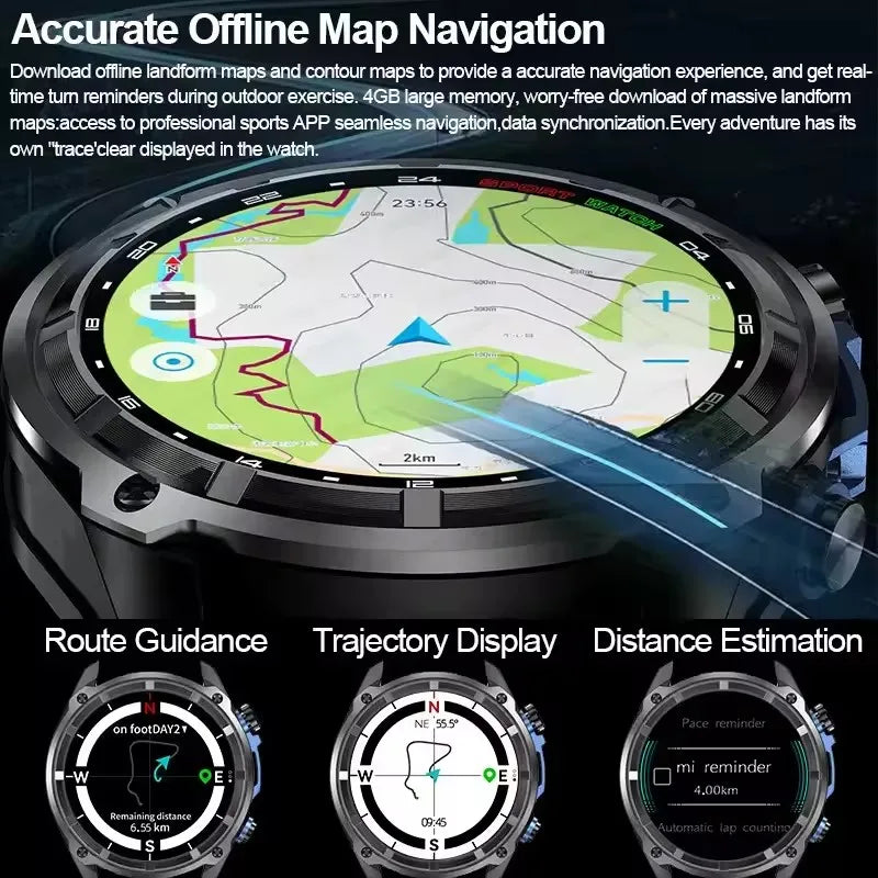 New Men GPS Offline Map Smart Watch Built-in GPS 4GB Memory HD Corning Gorilla Screen 10ATM Waterproof Bluetooth Call Smartwatch