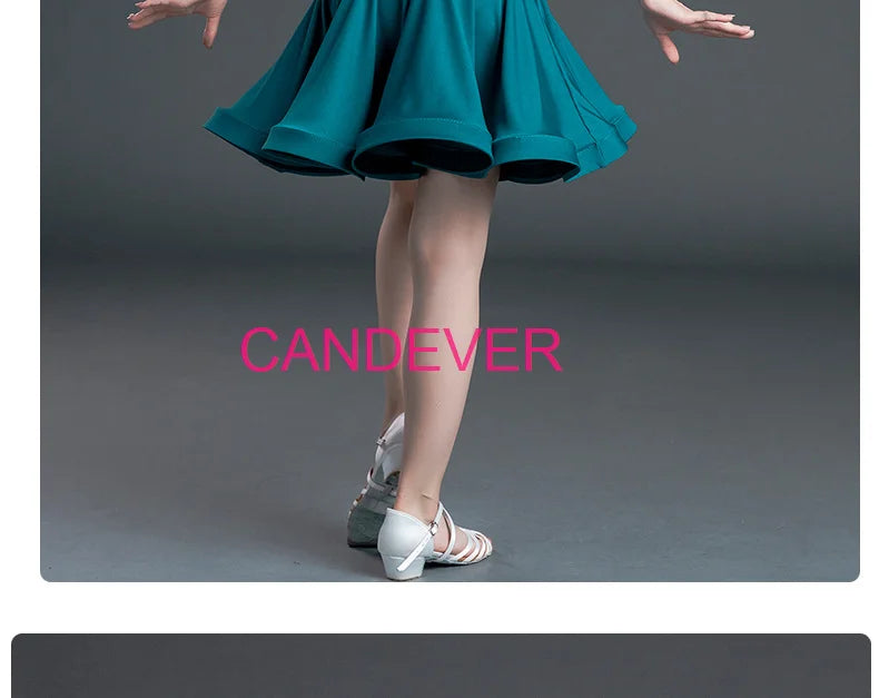 sexy Latin Dance Costume For Girls Ballroom Salsa Tango top Skirts Kids Child lace Leopard Latin Dance Split Dress Leotard Skirt
