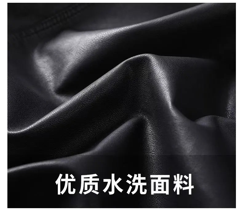 2026 Men's Lapel Oblique Zipper PU Locomotive Leather Jacket, Autumn, New Casual Versatile Slim Fit, Leather Jacket