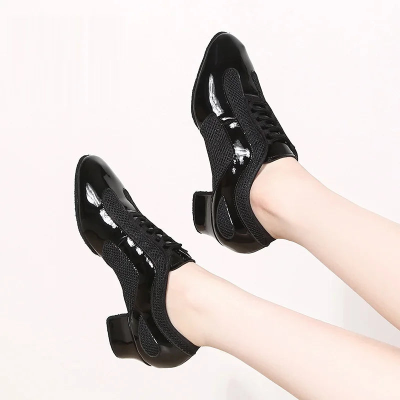 Latin Dance Shoes Adult Men Women Skin Tone Patent Leather Professional Soft Teacher Shoes Square Dance Shoes Ballroom Big Size