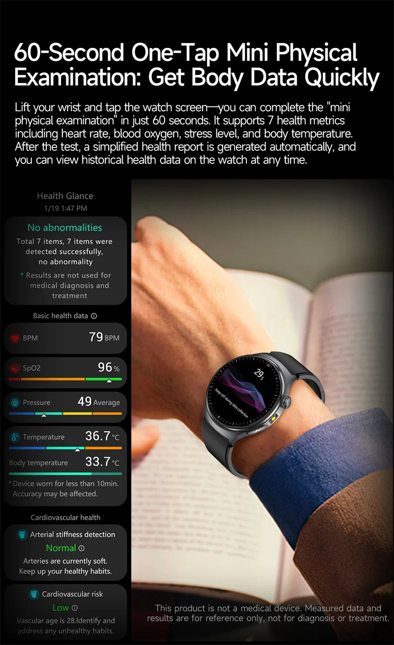 2026New Health Diagnosis Smart Watches Men Sport ECG Heart Rate Blood Pressure Uric acid Waterproof Smartwatches For Men women