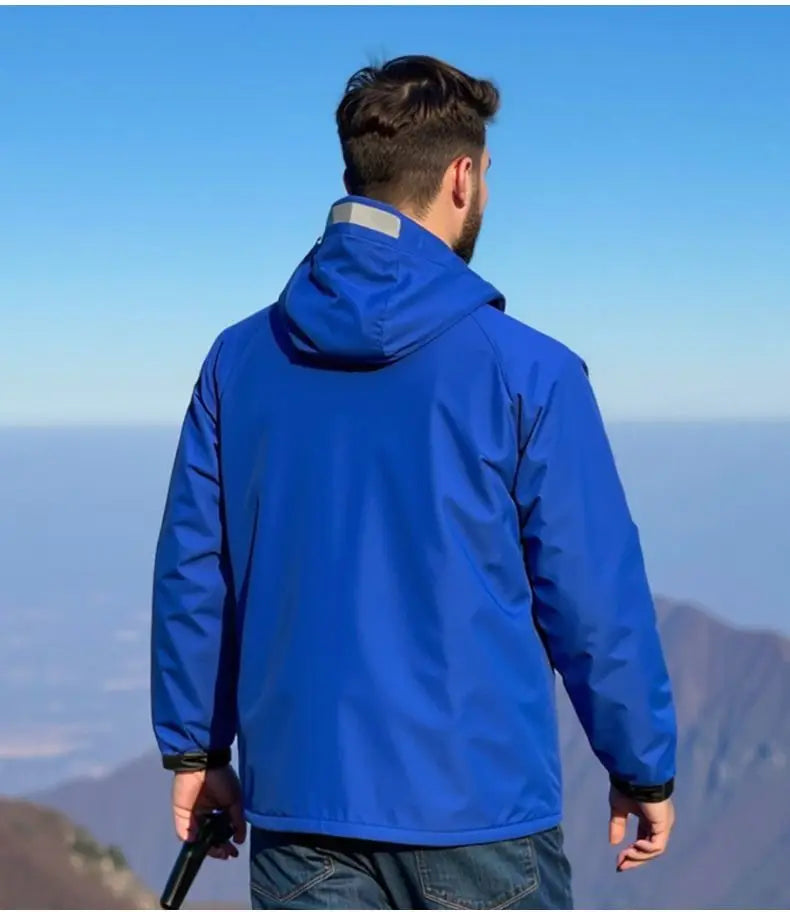 Unisex Fleece Lined Solid Color Jacket, Plus Size Windproof Delivery Coat for Hiking, Custom Logo Winter Set