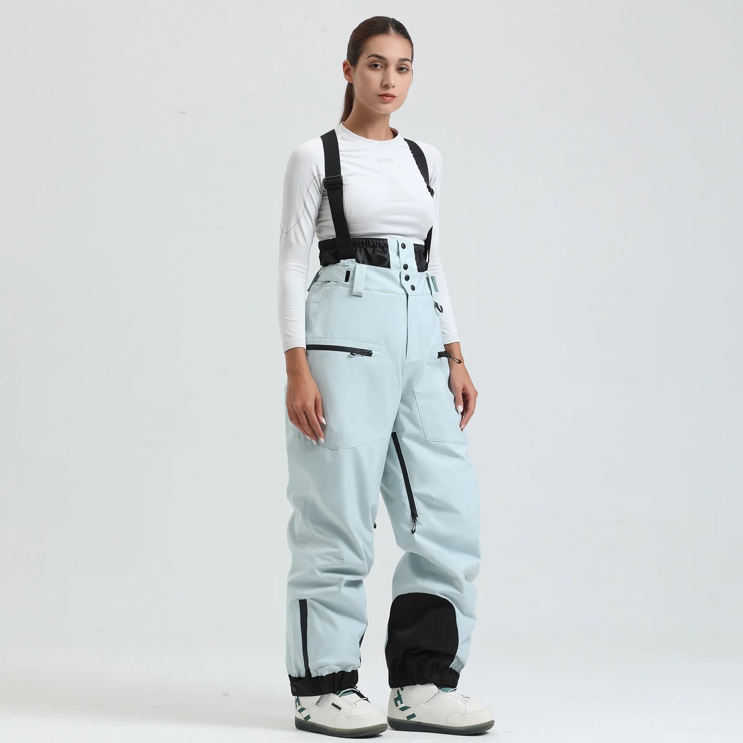 Gsou Outdoor Sport Mountain Female Ski Pants Winter Waterproof Men Women Snowboard Overalls Suspender Snowpants Warmth -40 degre