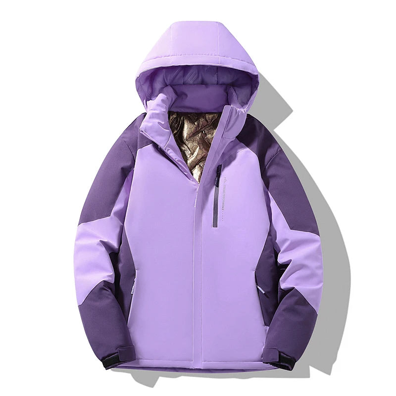 Autumn And Winter Outdoor Graphene Couple Style Lock-Iin And Warm Fashion Casual Simple Contrast Color Hooded Cotton Coat
