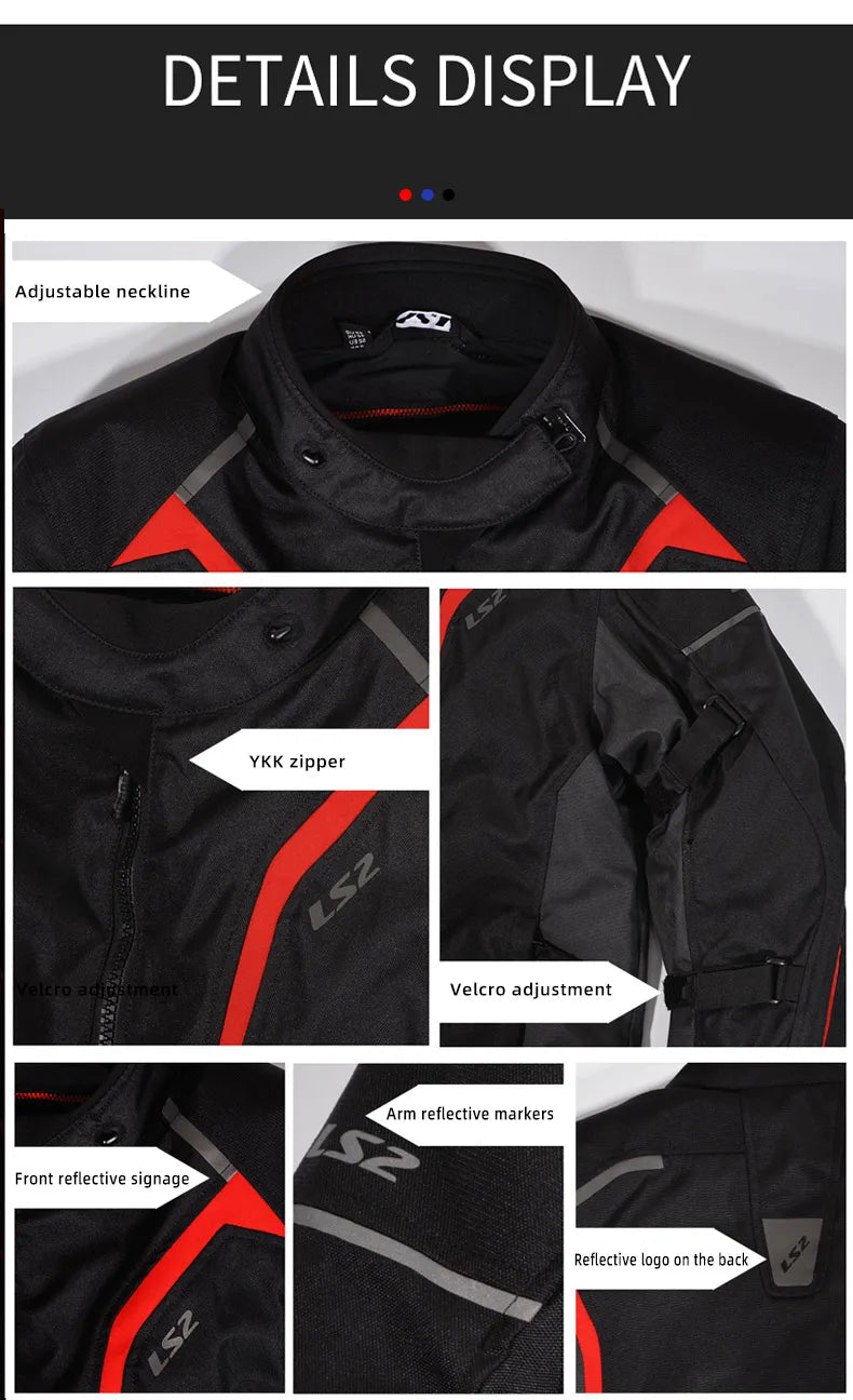 LS2 Original Motorcycle Jacket Winter Warm LS2 SEPANG Motocross Riding Jacket Men Women CE Anti-fall Waterproof Motorbike Jacket