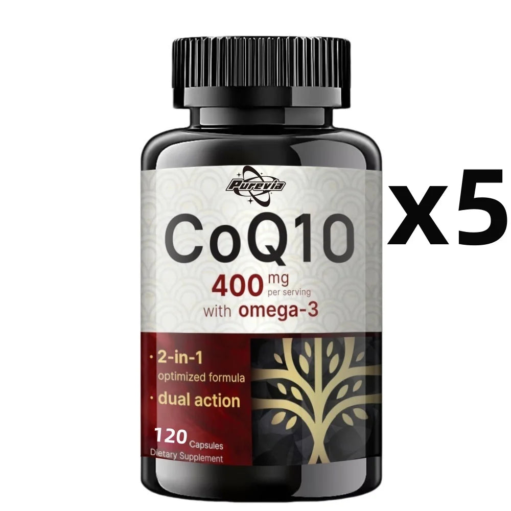 Coenzyme Q10 Capsules 400mg, for Circulation Stress Health and Body Energy, Better Absorption, Antioxidant